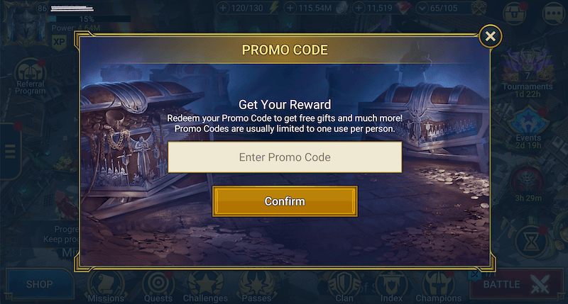 Enter Promo Code on Desktop (Plarium Play)